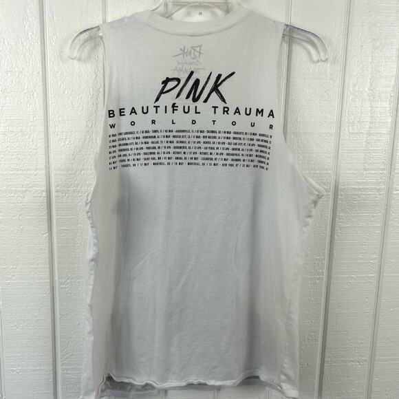 Pink Women’s Beautiful Trauma World Tour 2019 Graphic Tank Top White Size XL - Picture 3 of 5
